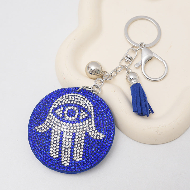 Wholesale Creative Devil's Eye Palm Hot Diamond Keychain
